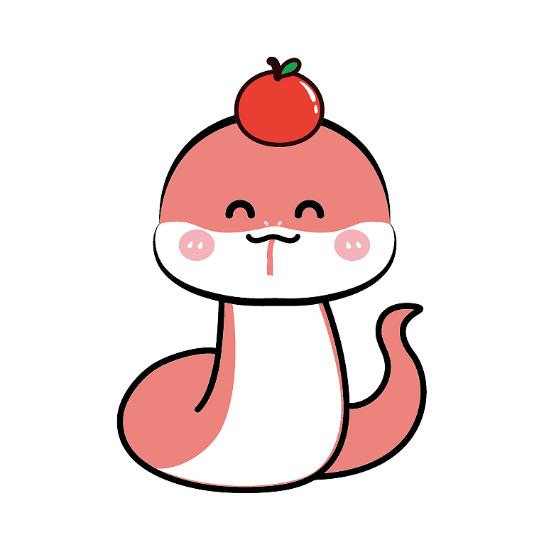 水果系列祝福蛇卡通可爱插画手绘图片素材头像