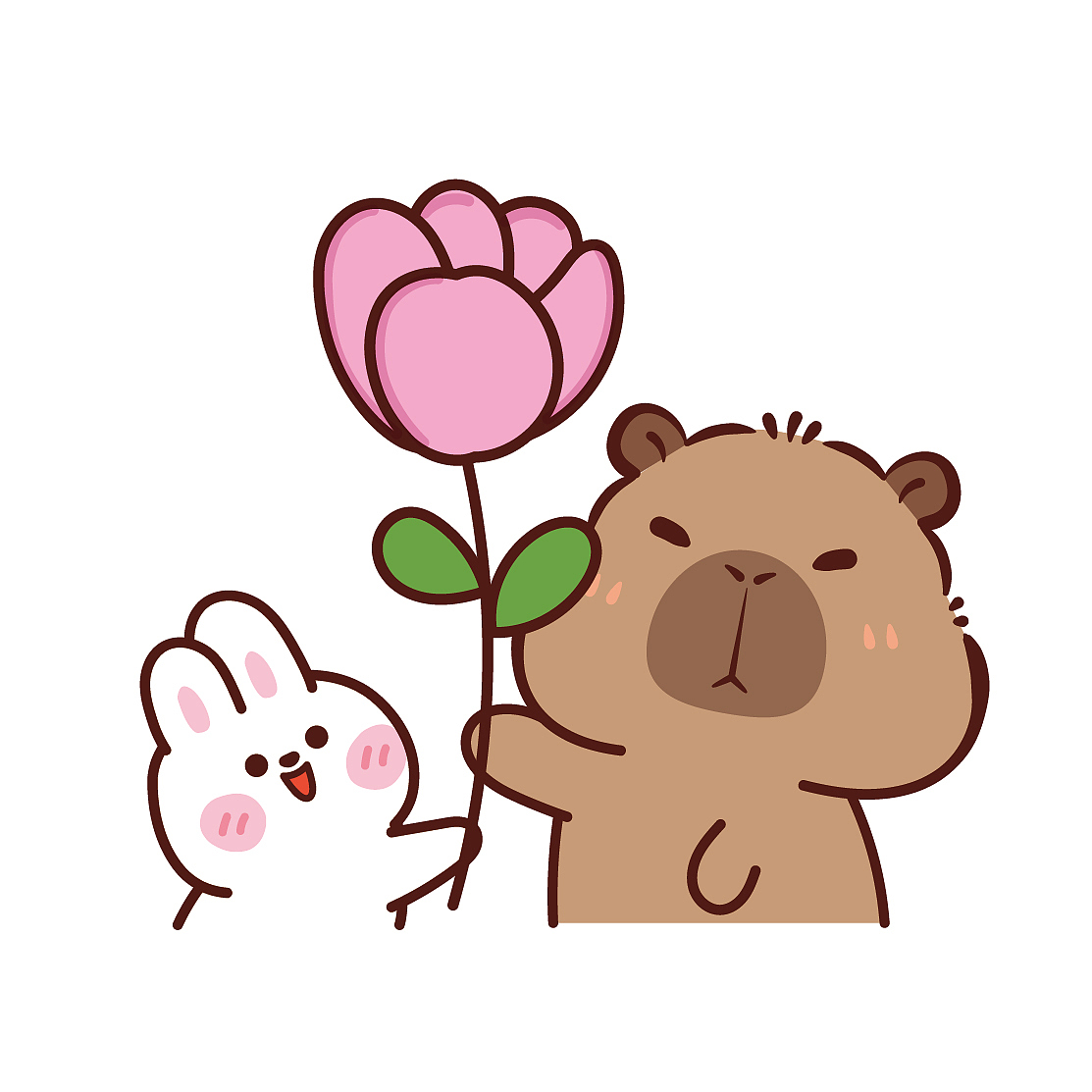 卡皮巴拉插画图片节日快乐母亲节快乐送你一朵小红花（图ZMzY5MTU5MjQ0） - 商业插画 - 站酷设计师阿茹生肖IP原创素材 - 站酷ZCOOL