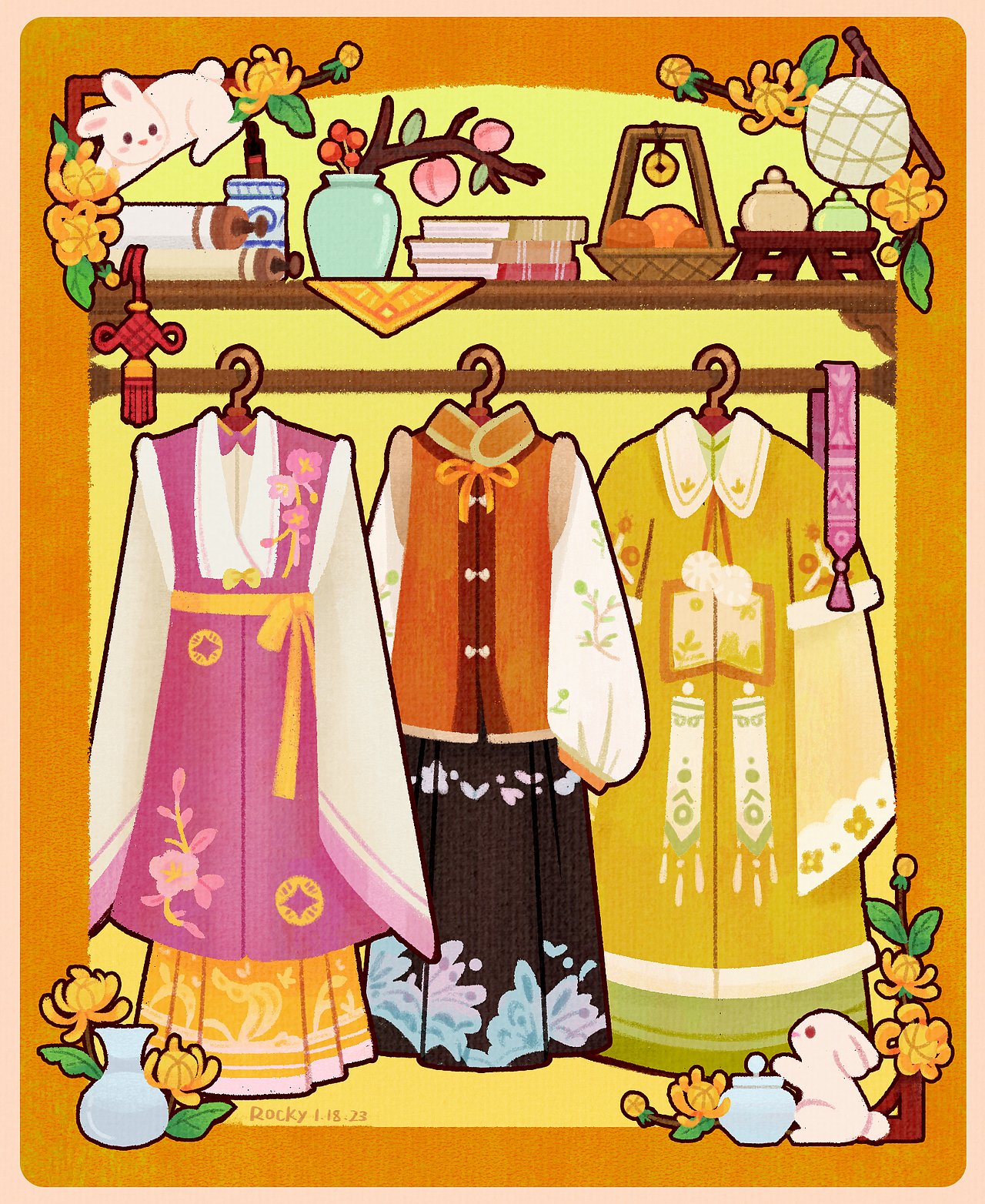 画画汉服（图ZMzI4MzI0NzMy） - 商业插画 - 站酷设计师插画师Rocky原创素材 - 站酷ZCOOL