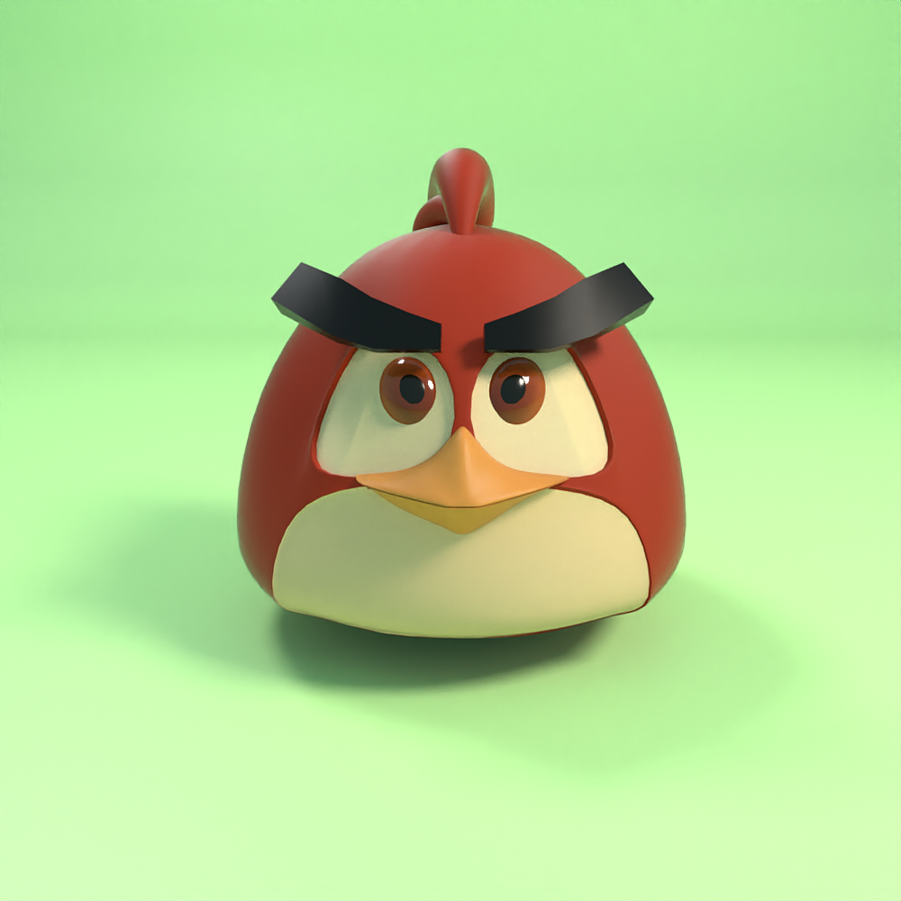 c4d  卡通形象建模 -愤怒的小鸟