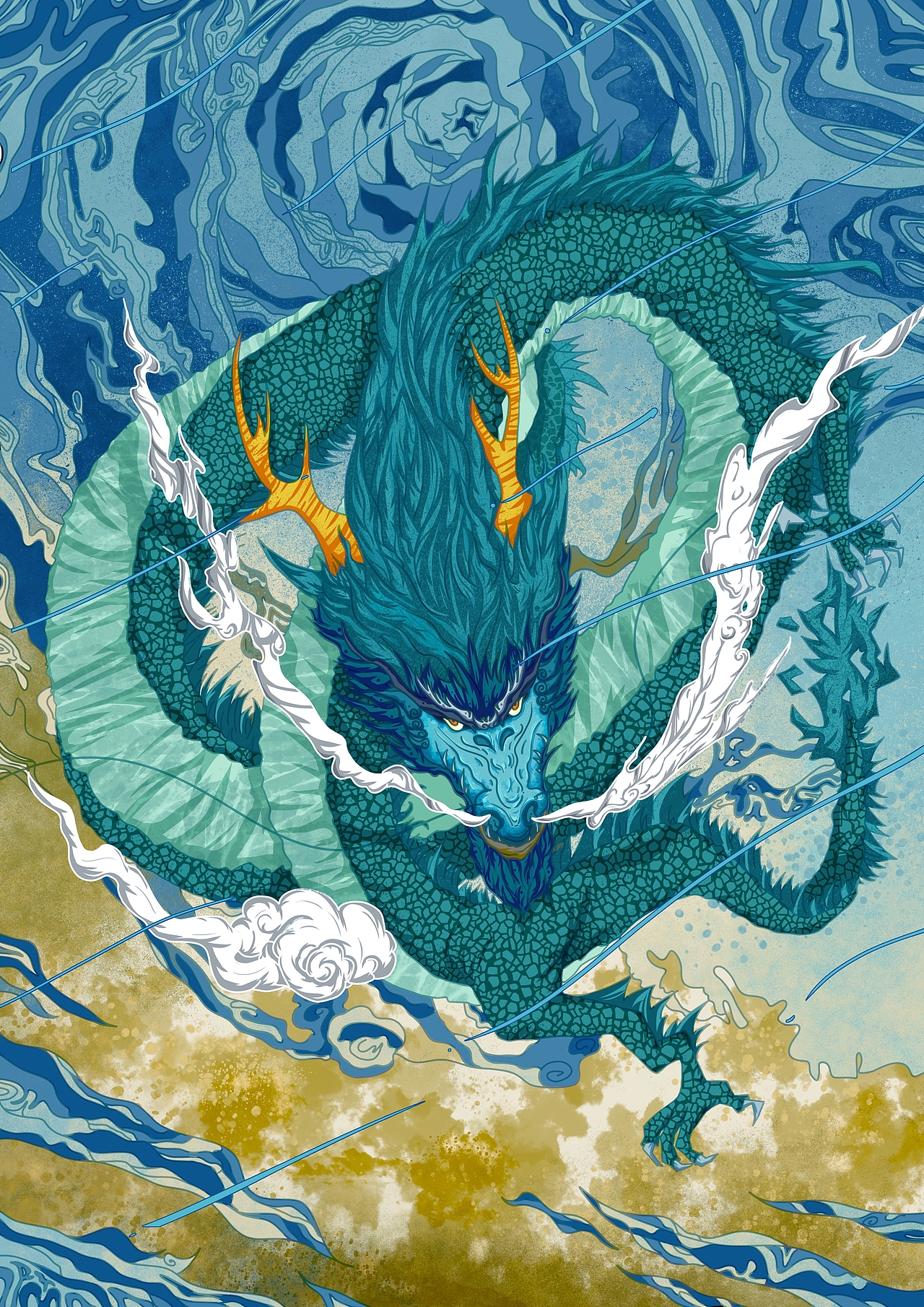 青龙，是中国古代神话中的天之四灵、四大神龙之一，源于远古星宿崇拜，是代表太昊与东方七宿的东方之神，于八卦为震、巽，于五行主木， 象征四象中的少阳，四季中的春季 ，同时也有记载是天之东陆。
《淮南子·天文训》记载：“天神之贵者，莫贵于青龙，或曰天一，或曰太阴，青龙所居，不可背之……天地以设……四维乃通，或死或生，万物乃成”，认为青龙创造天地、四维、生死、万物。 青龙，亦作“苍龙”，古代神话中的东方之神。龙是中华民族的图腾，自黄帝授命于天，威泽四方，龙就成为中华民族乃至整个中国的象征，而比较明确的定形是在汉代，从大汉朝开始，龙就被确定为皇帝的象征与代表。在东方传说中，青龙身似长蛇、麒麟首、鲤鱼尾、面有长须、犄角似鹿、有五爪、相貌威武。