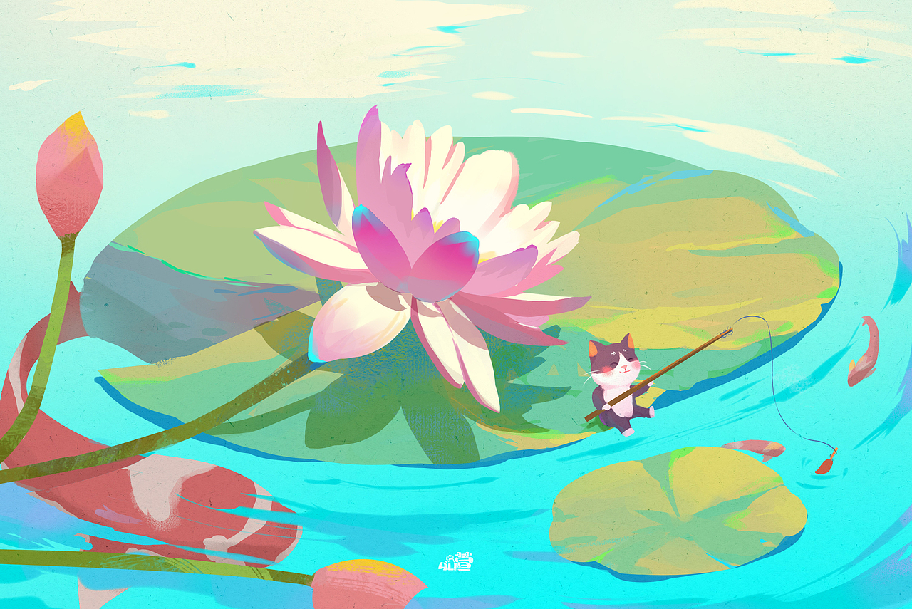 钓鱼的小猫咪（图ZMzIxODMwMTIw） - 创作习作 - 站酷设计师Ali萱原创素材 - 站酷ZCOOL