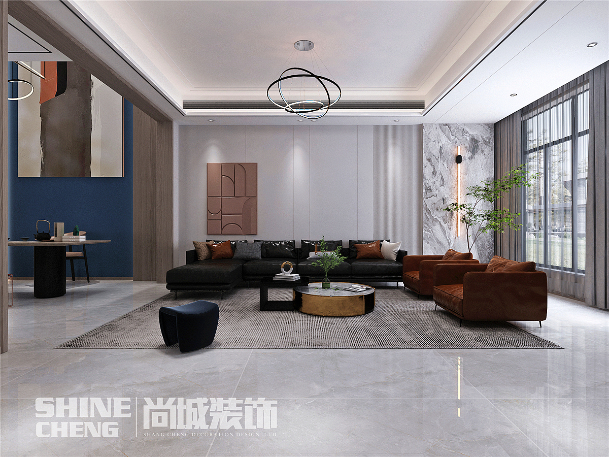 泰安五矿万境水岸小区300平现代风格装饰设计效果案例（图ZMzE1NDEwNTg0） - 家装设计 - 站酷设计师泰安尚城装饰原创素材 - 站酷ZCOOL