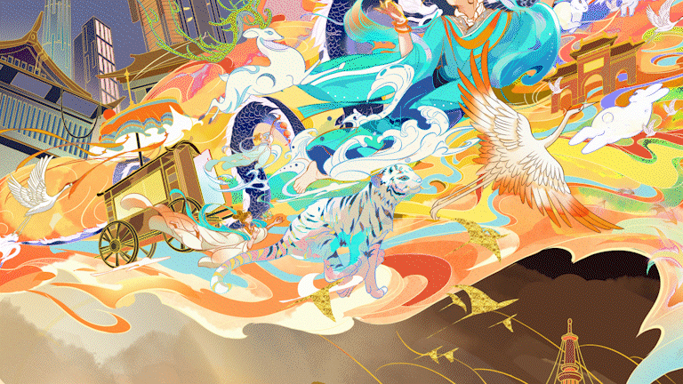 龙门石窟 · 《光照乾坤·洛神赋》主视觉插画