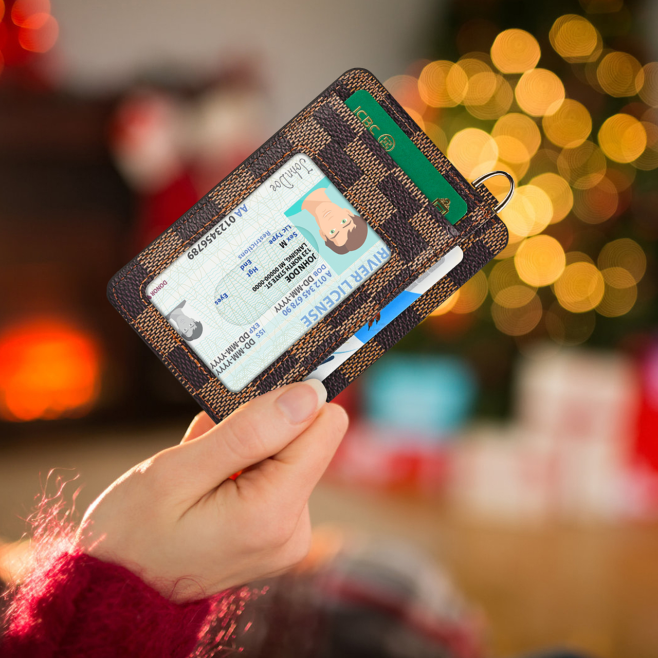 亚马逊格子纹 AirTag追踪器卡包