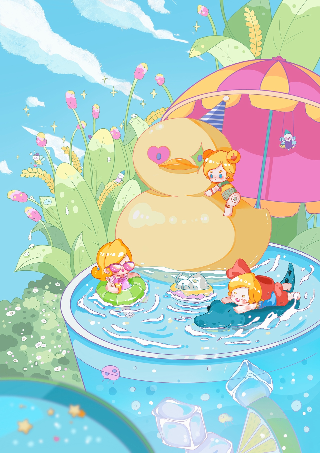 夏日游泳池（图ZMzQ1NjY3Njk2） - 创作习作 - 站酷设计师霹雳水母原创素材 - 站酷ZCOOL