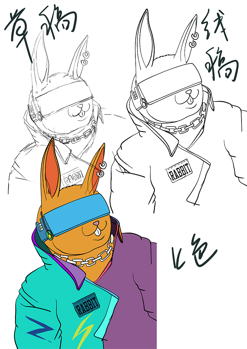 原创插画 超酷潮流兔子