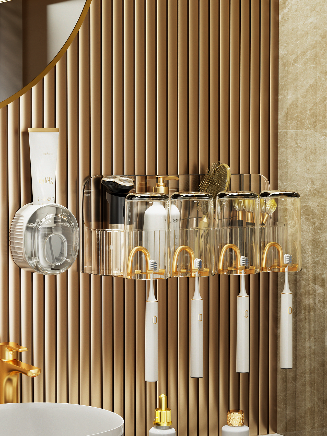 轻奢透明牙刷置物架