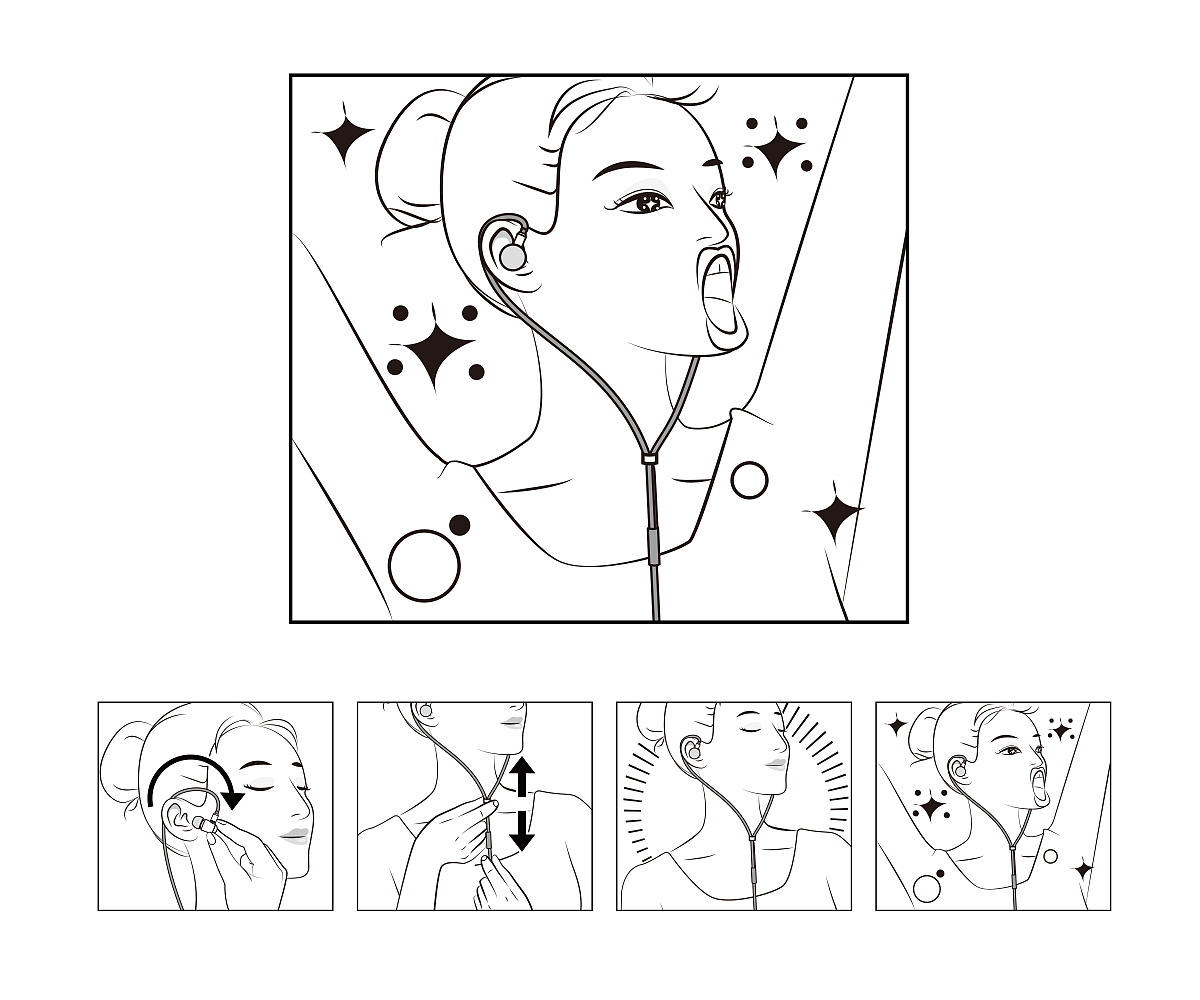 漫画风格产品说明书插画耳机说明书配图