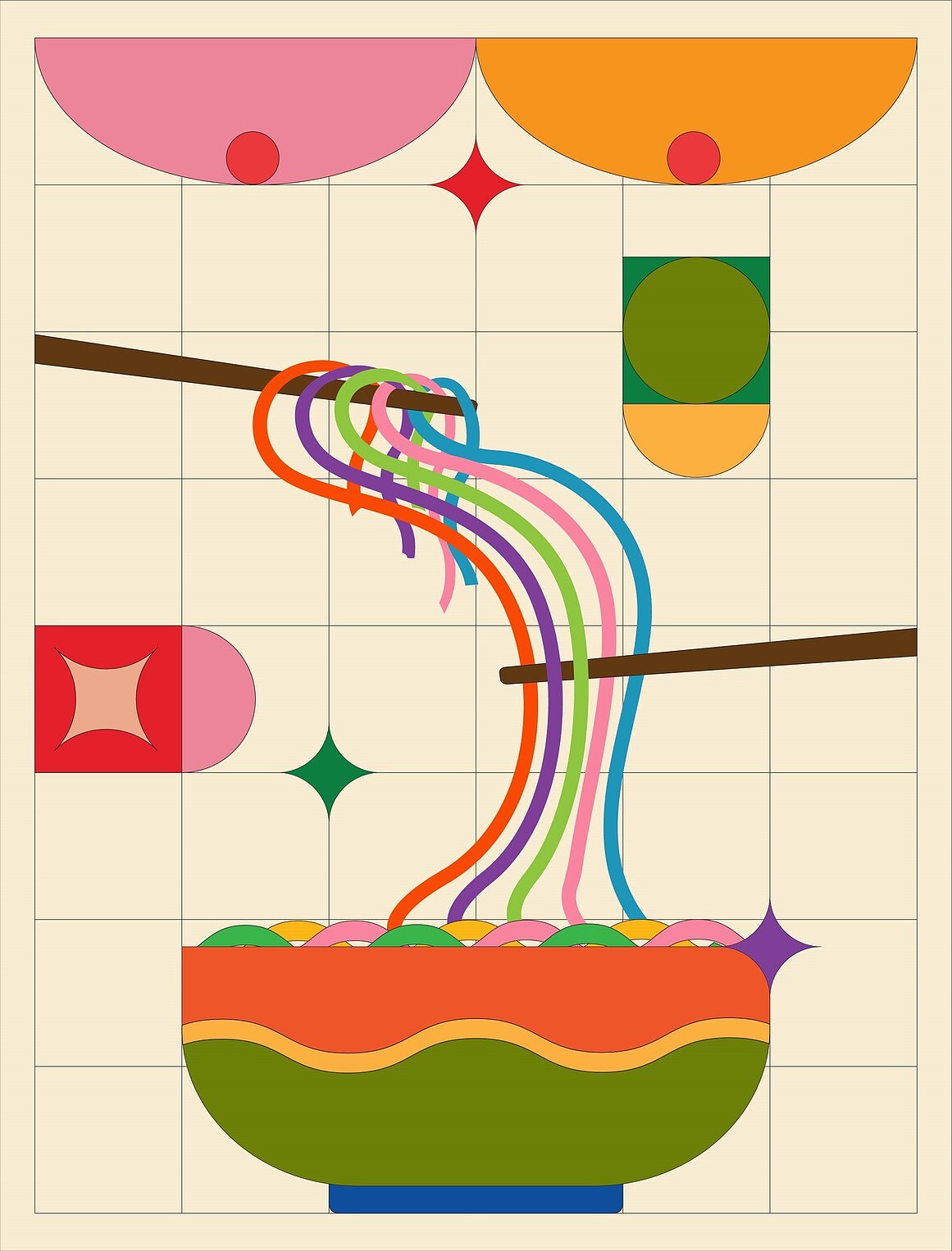 三口设计分享一组 抽象的数字艺术极简主义海报设计
