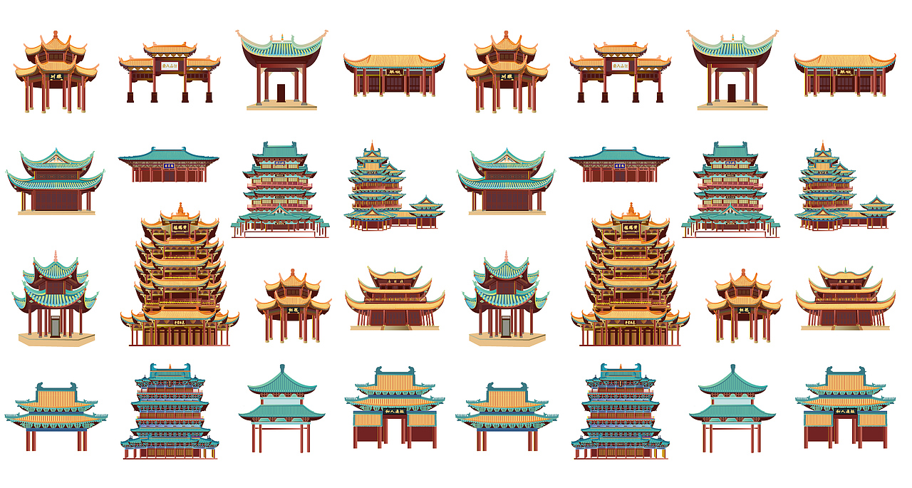 中国传统楼阁建筑信息可视化设计（图ZMzU0MDE0OTEy） - 信息图表 - 站酷设计师含含除了白原创素材 - 站酷ZCOOL