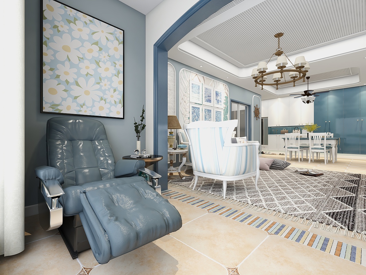 四川岳池御龙湾（111平方地中海三居室）（图ZMzE2ODgyMDA4） - 家装设计 - 站酷设计师设计师成爽原创素材 - 站酷ZCOOL