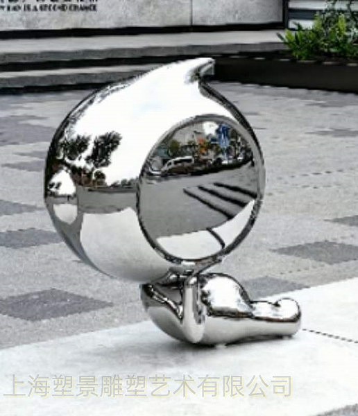 苏州大头人物不锈钢镜面雕塑 商业建筑镜面落地小品
