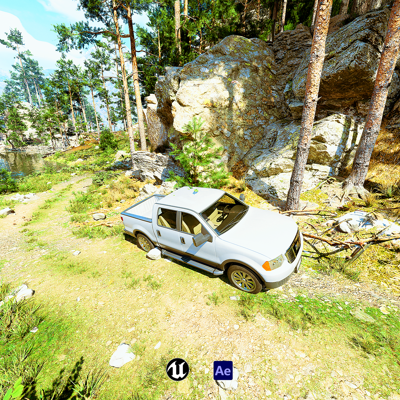 UE5 ~ 山地写实类汽车自动驾驶动画 户外越野独立纵向