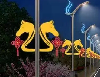 世博 马元素路灯杆装饰中国结灯箱节日亮化景观灯挂件