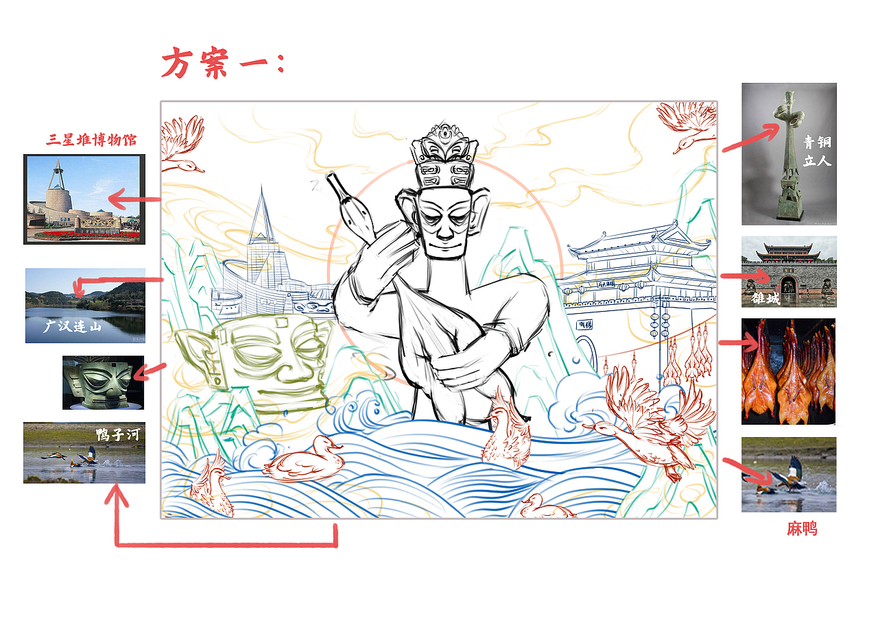 古蜀三星堆||汉州板鸭.樟茶风味||国风插画||包装升级（图ZMzQ1ODU3Njcy） - 商业插画 - 站酷设计师湘杏子设计原创素材 - 站酷ZCOOL