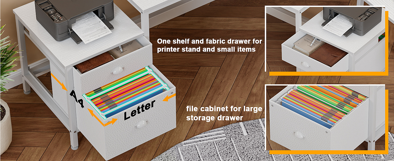 L-DESK WITH HUTCH AND POWER OUTLETS