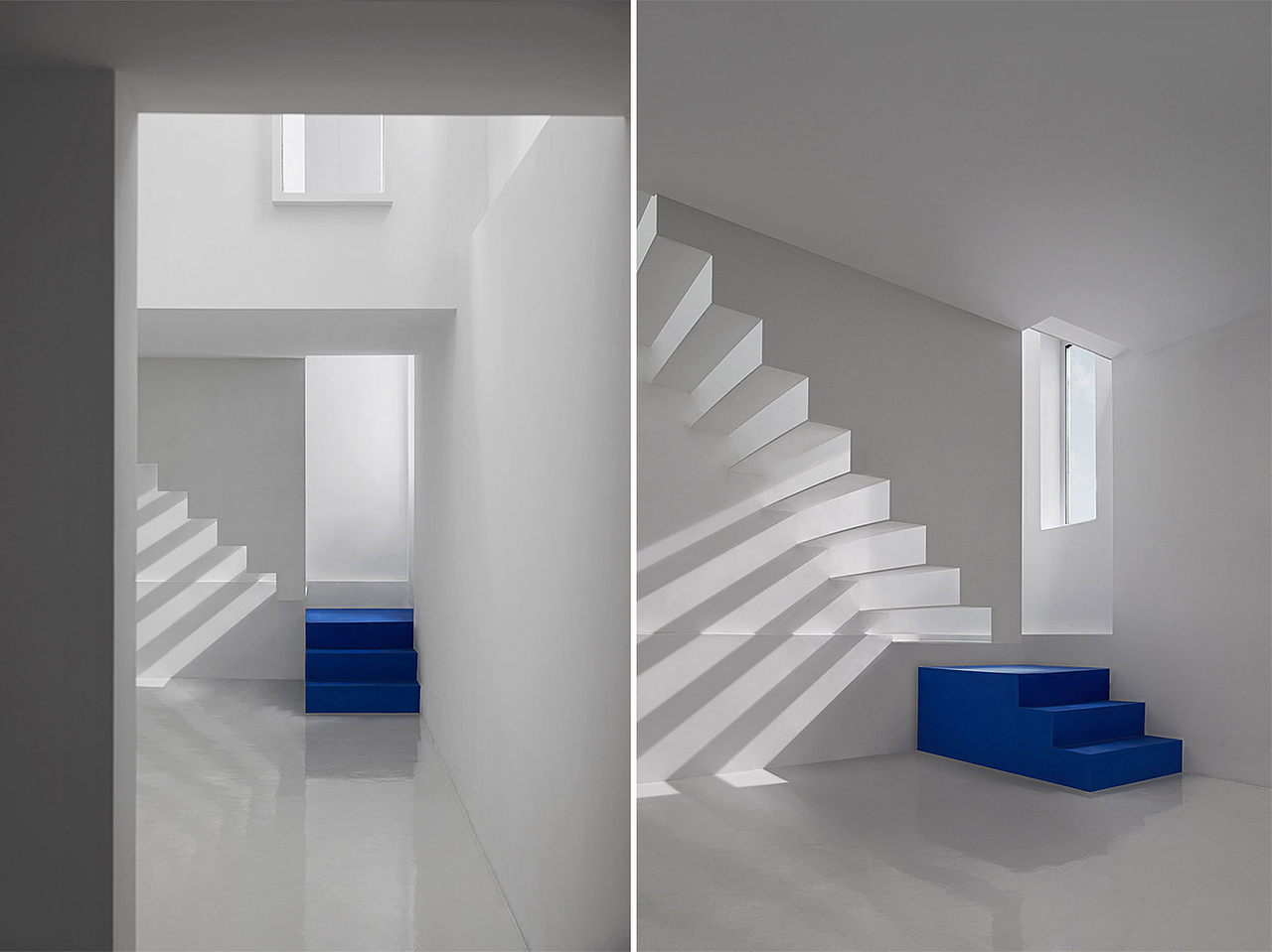 材料运用:因为这个空间是个美术馆,最终的展览作品才是空间的主角,空间本身应该内敛低调,所以我们通过极简主义处理手法,摈弃所有的材料装饰,让美术馆回归到最本质的光,空间,体量,结构。从而到达建筑师内心深处的追求。
<br>▼二层走廊