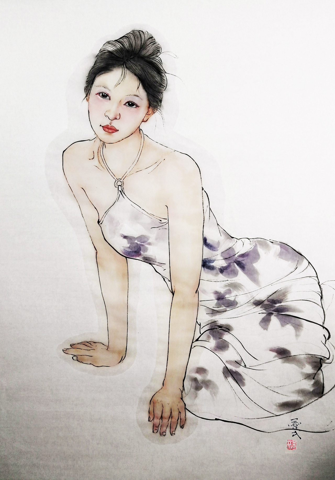 半身人物线稿和色稿