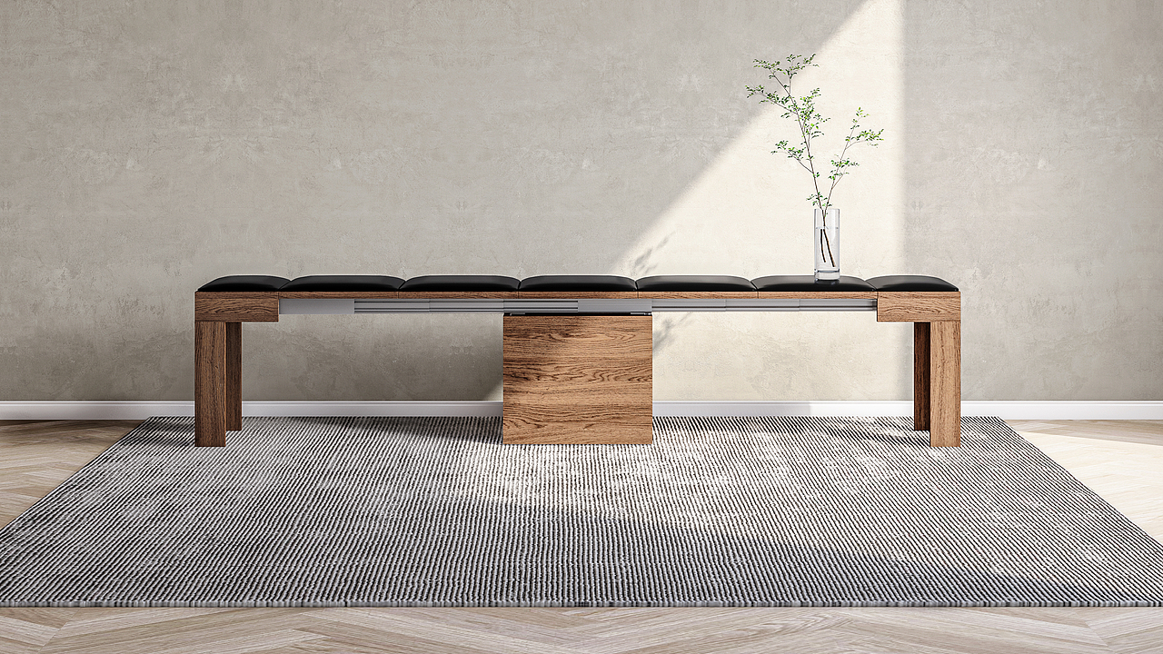 一张桌子和一条板凳