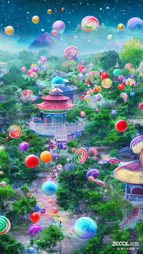 #AI创作实验室#中国风泡泡糖果岛