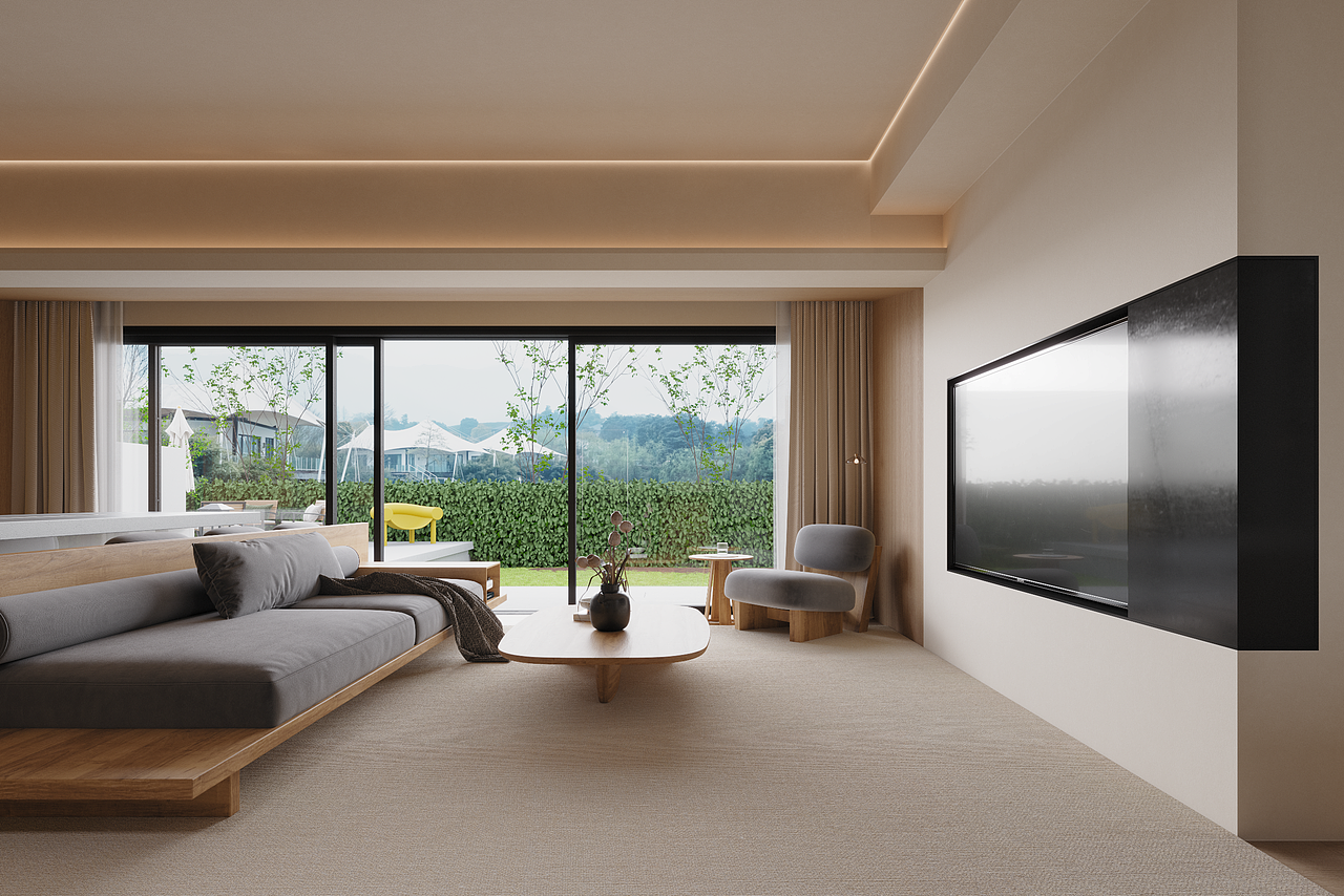 空间表现 | 暖调客厅（图ZMzE3NzIyMjE2） - 建筑/空间 - 站酷设计师润灵环球原创素材 - 站酷ZCOOL