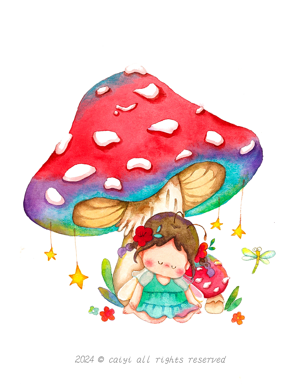 《睡眠宝宝》水彩治愈系列插画