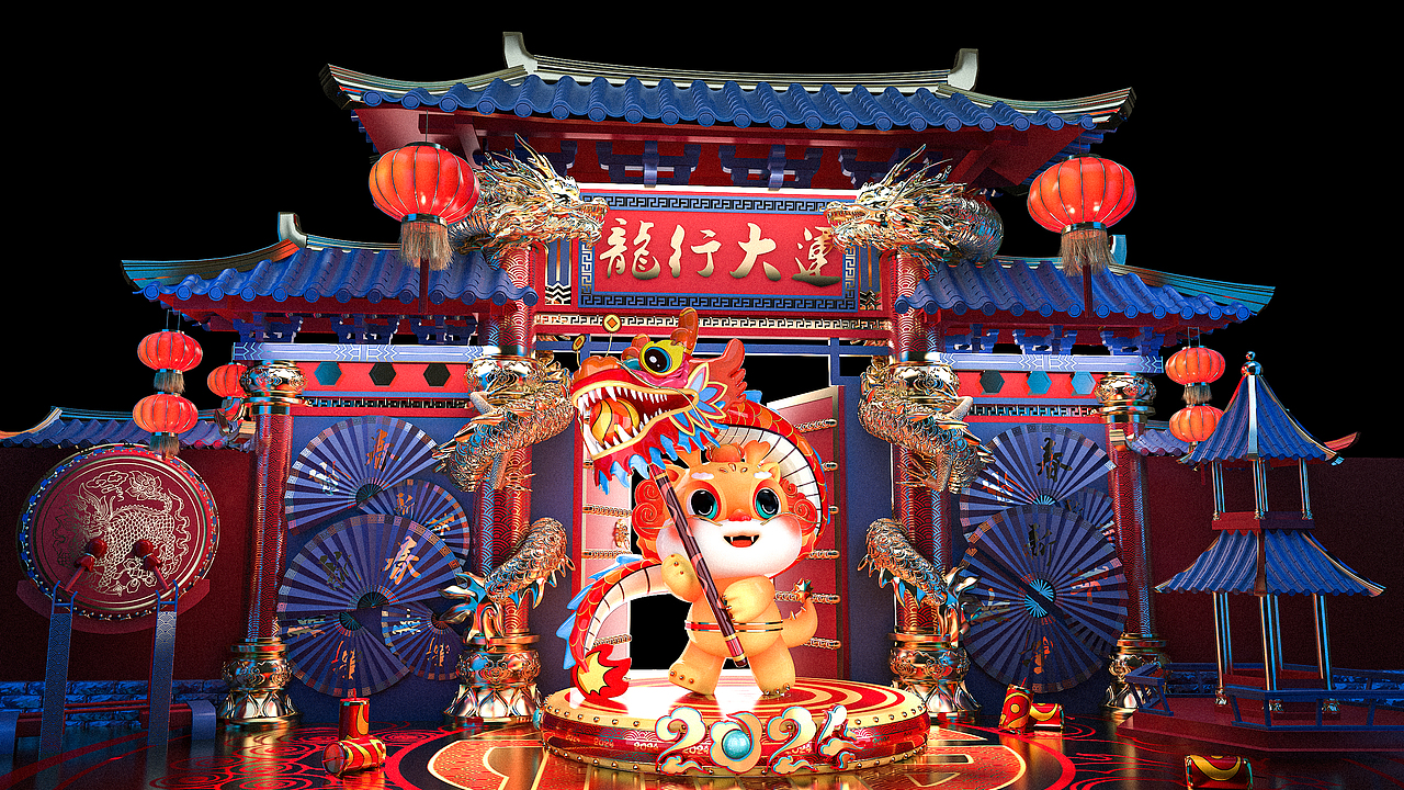 龙门 牌坊 中式门头 龙IP 龙年 龙柱 舞龙（图ZMzYwNDA1NzE2） - 场景 - 站酷设计师灵眸Positive原创素材 - 站酷ZCOOL