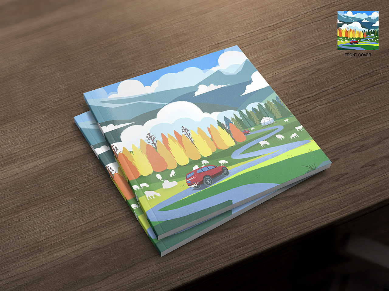 扁平风系列插画-我走过的喀纳斯