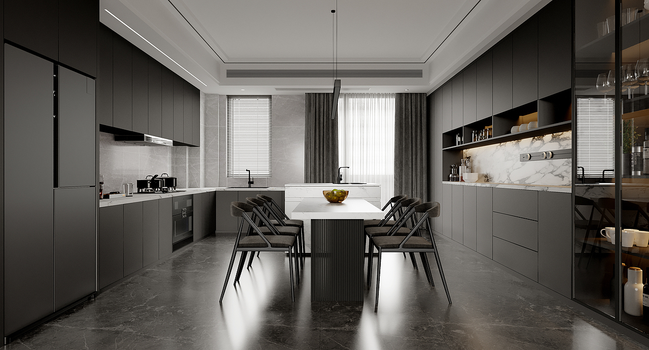 现代黑白灰-客餐厅案例