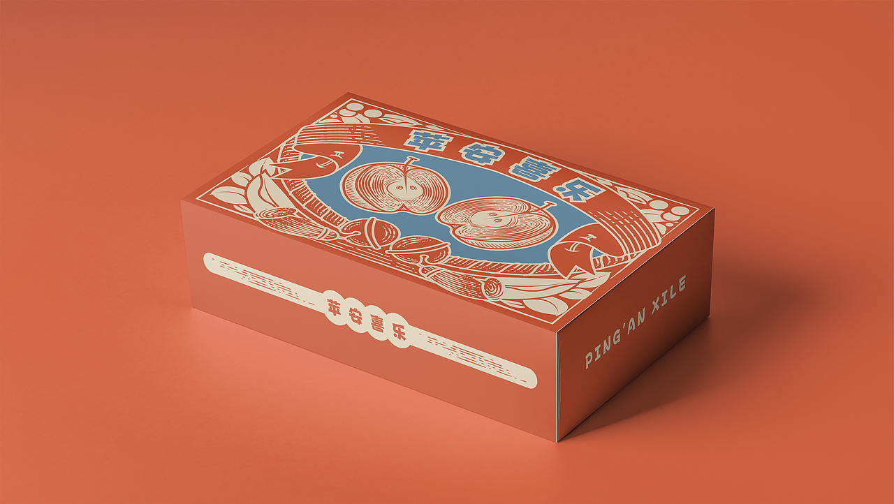 木刻风格|苹果插画包装设计