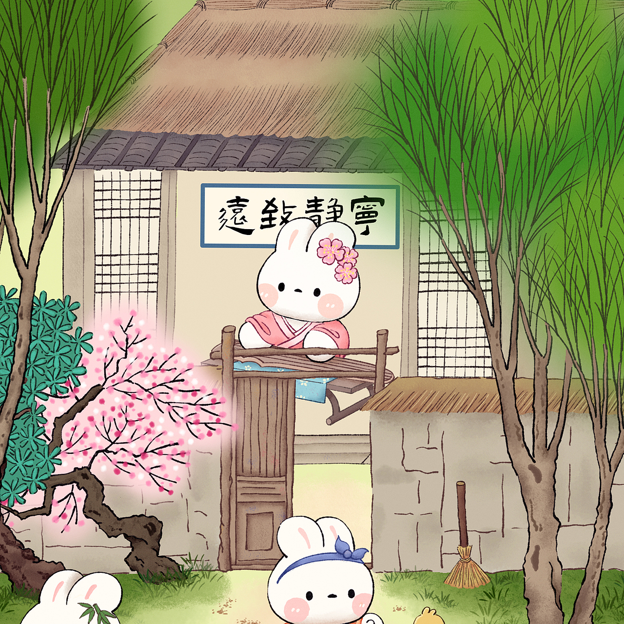 原创插画｜清明上河兔｜治愈系国风插画（图ZMzY0NjUzMTcy） - 商业插画 - 站酷设计师兔漂Dora原创素材 - 站酷ZCOOL
