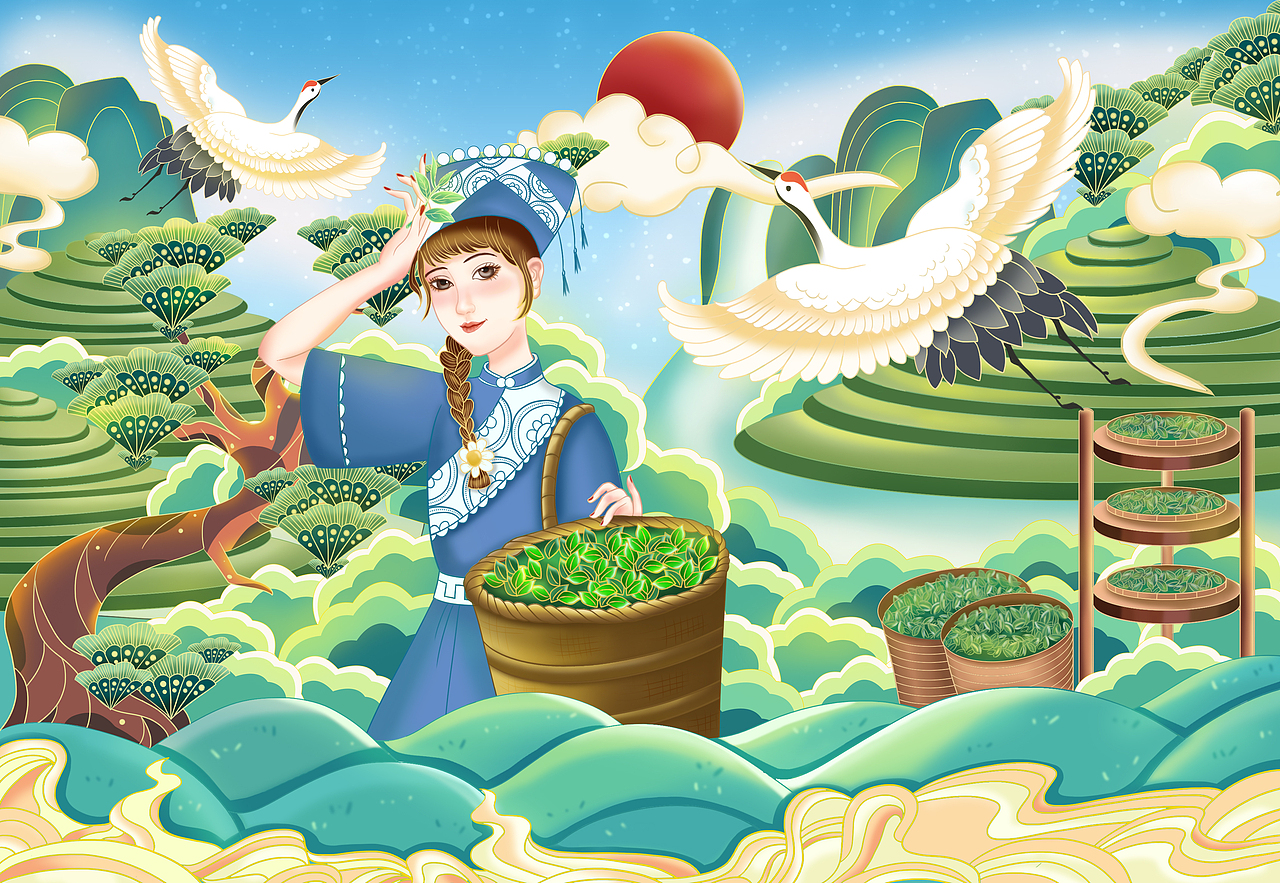 茶叶包装插画（图ZMzAzMDQ0NTEy） - 商业插画 - 站酷设计师我是姜姜姜原创素材 - 站酷ZCOOL