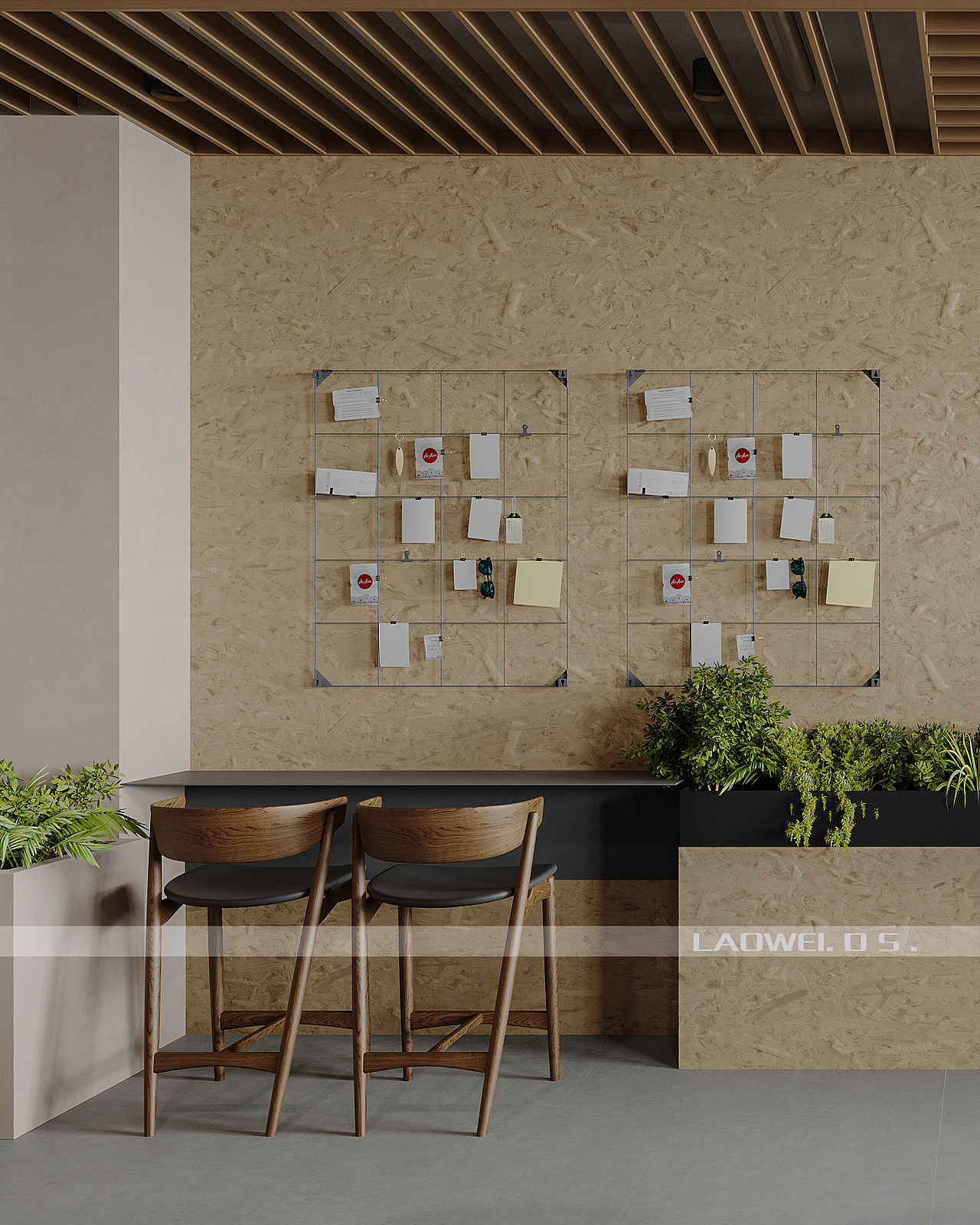 侘寂办公区渲染