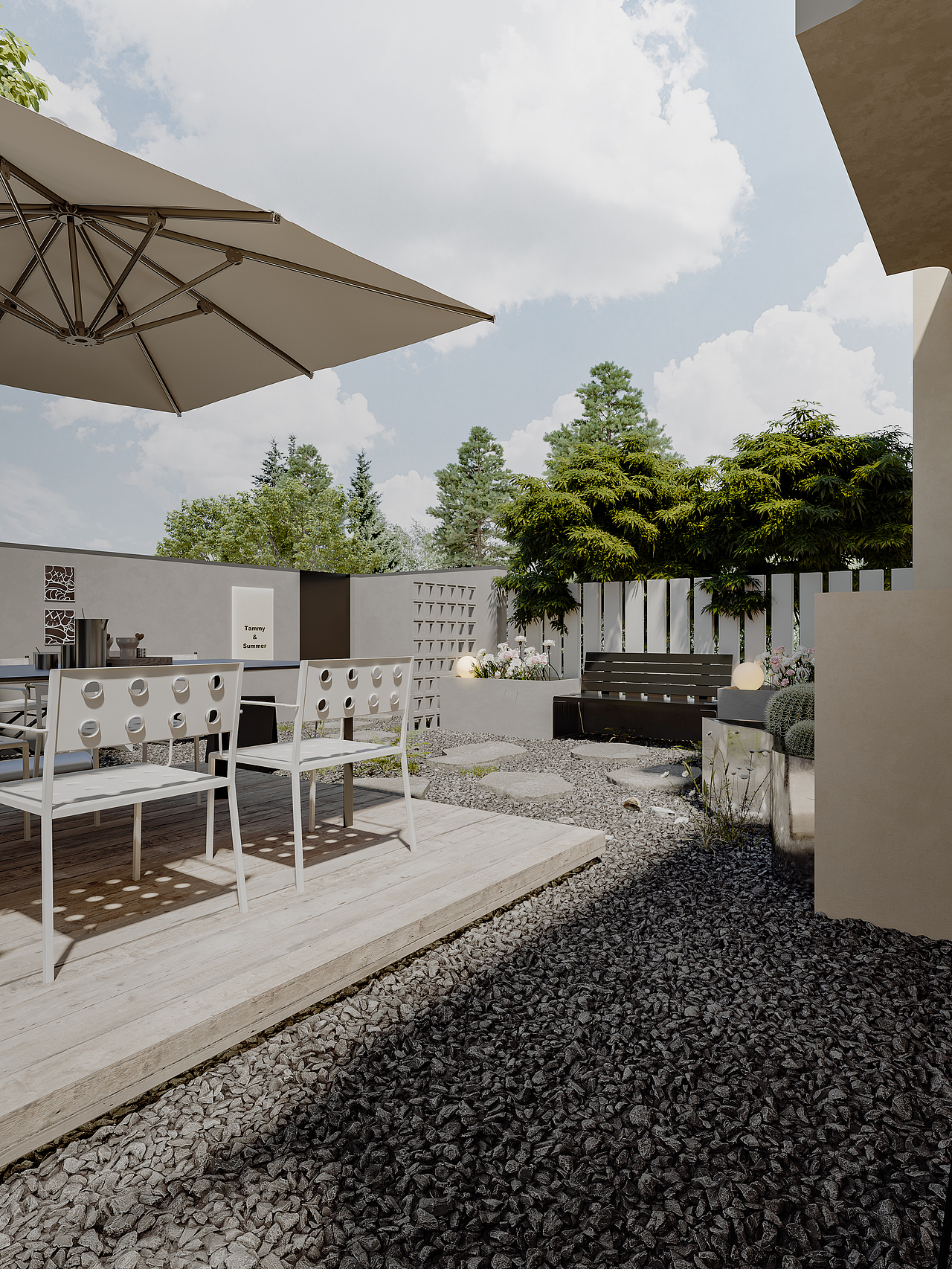 室外渲染ins风后花园