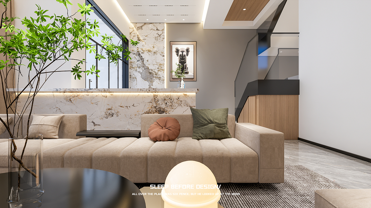 室内设计 | 别墅客餐厅卧室 | 现代/侘寂| SU+ENSCAPE