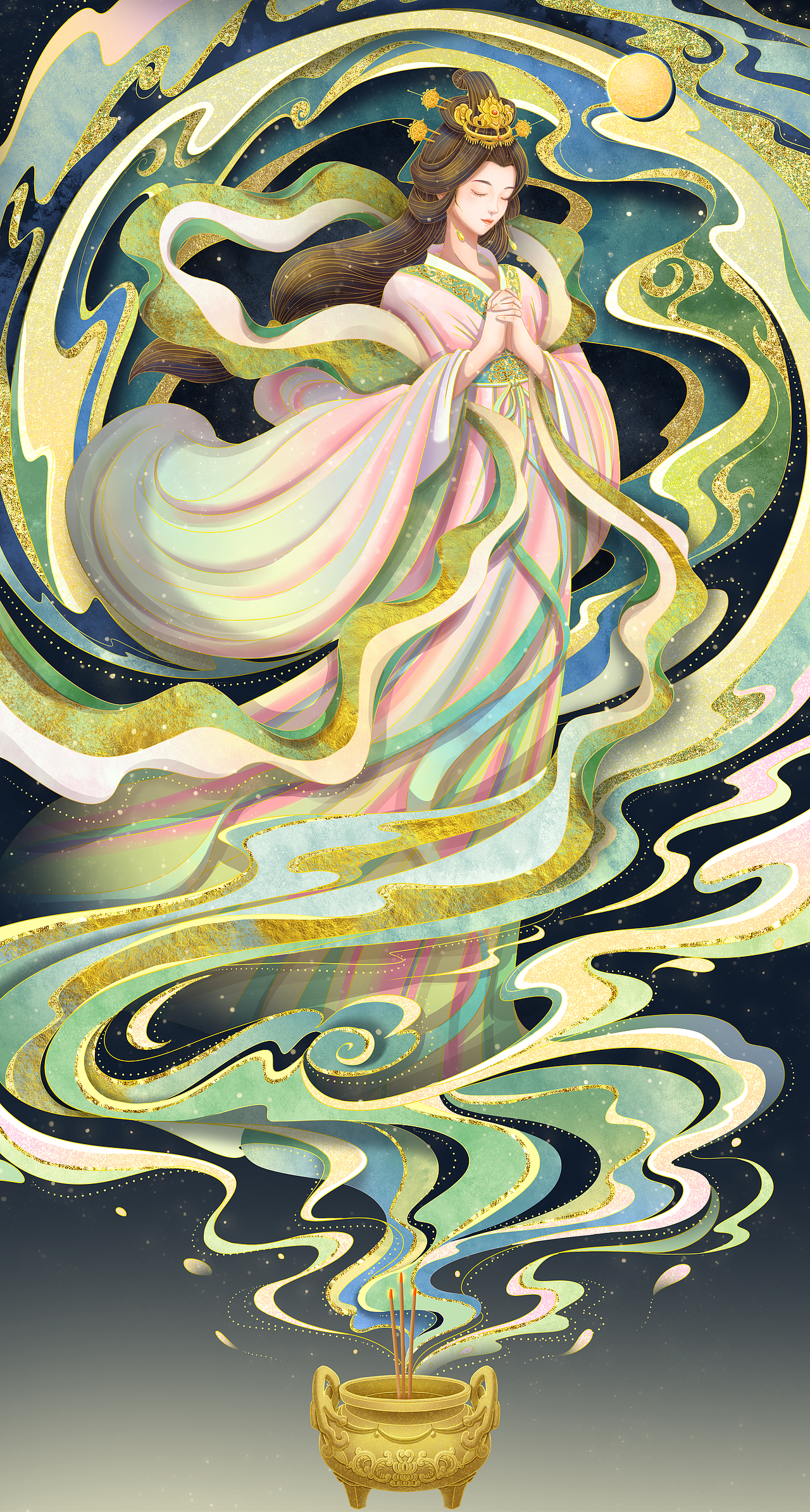 《古代四大美人》国潮插画