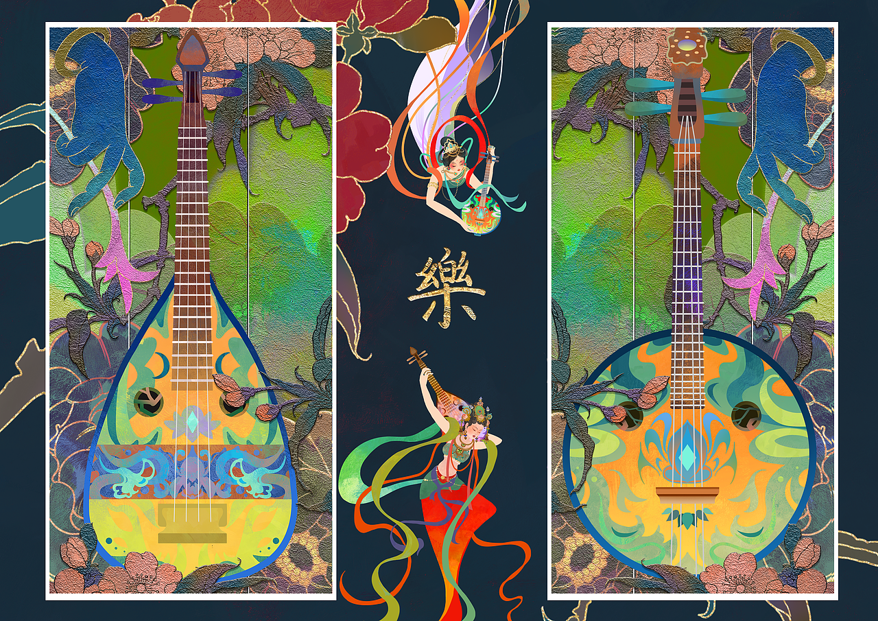 敦煌-天乐之鸣（图ZMzIyNDU3NTEy） - 商业插画 - 站酷设计师uiionn原创素材 - 站酷ZCOOL