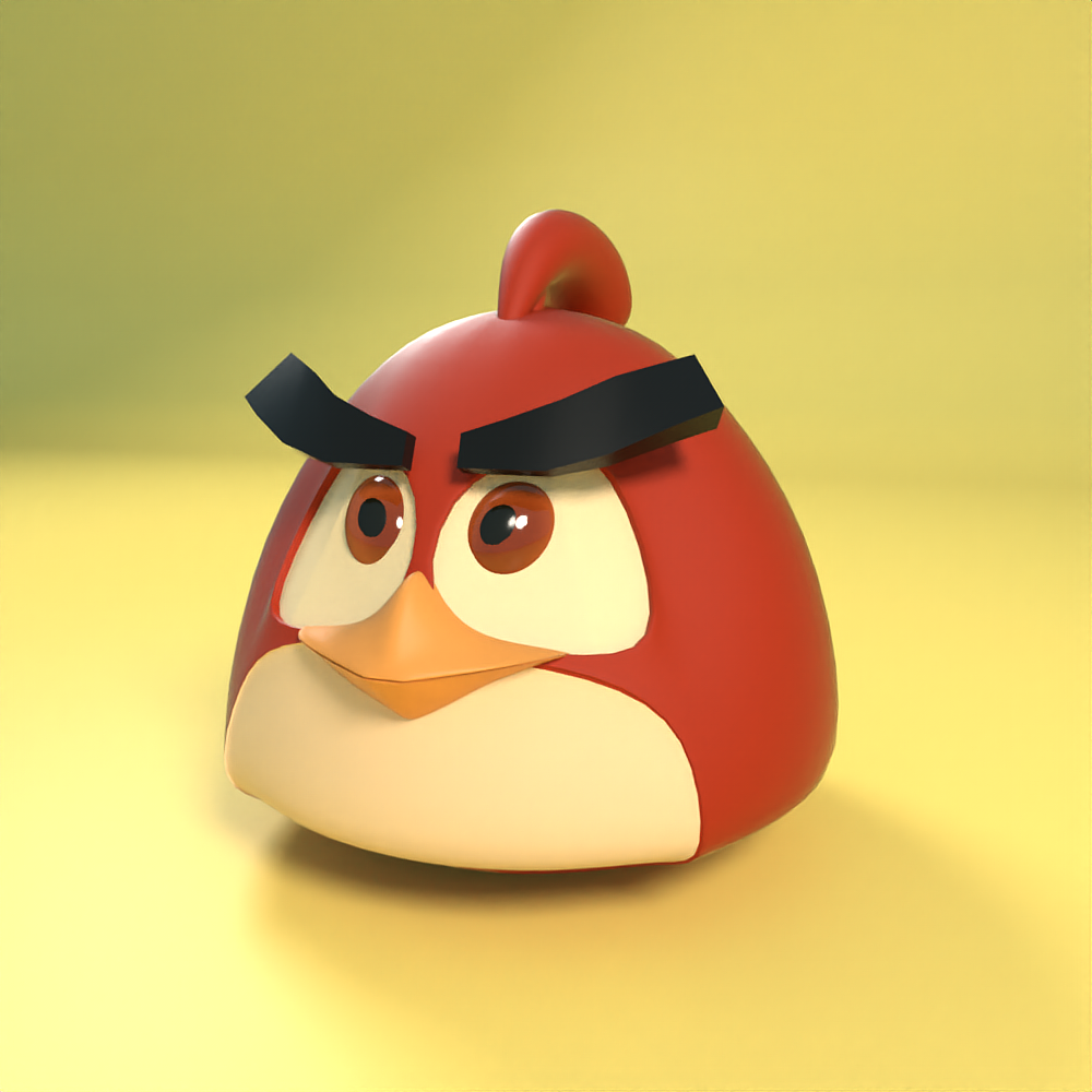 c4d  卡通形象建模 -愤怒的小鸟