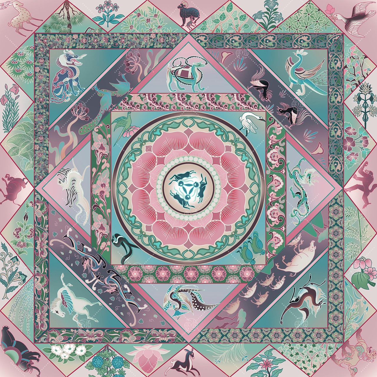 敦煌【声·生】系列原创插画之《万物升生》