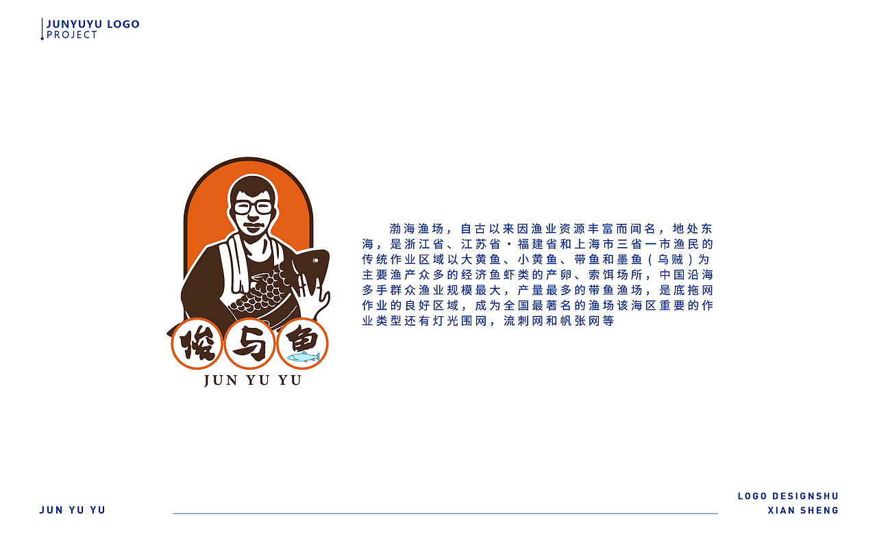 俊与鱼品牌logo人物卡通形象设计