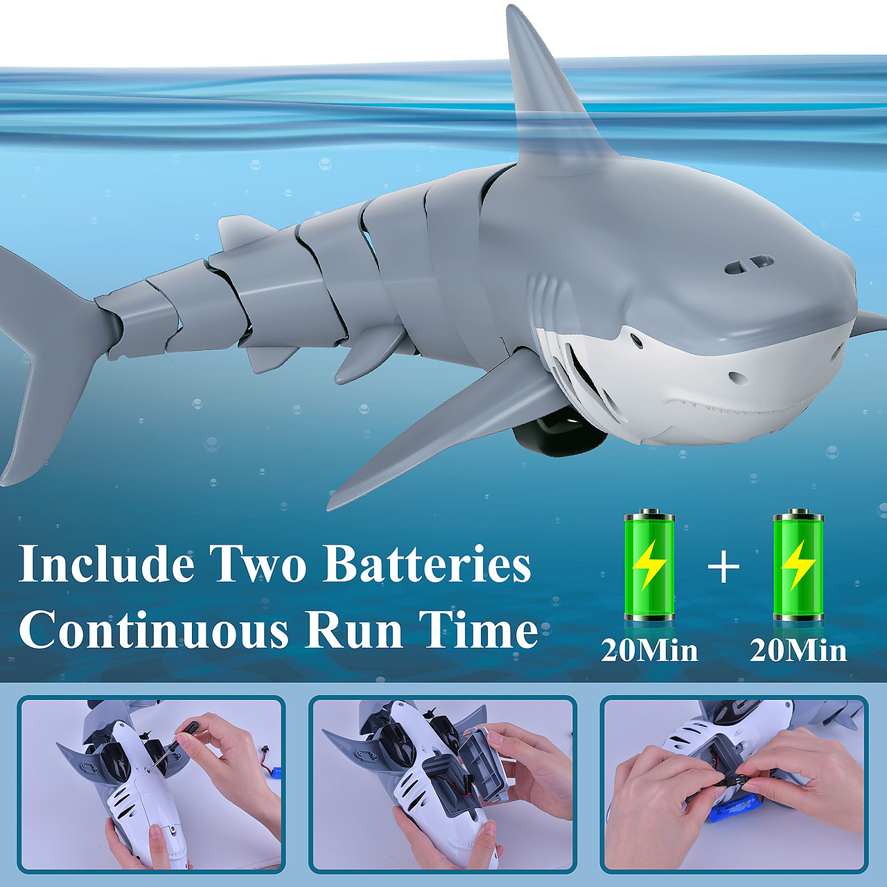 儿童玩具-鲨鱼遥控船（水路两用）
