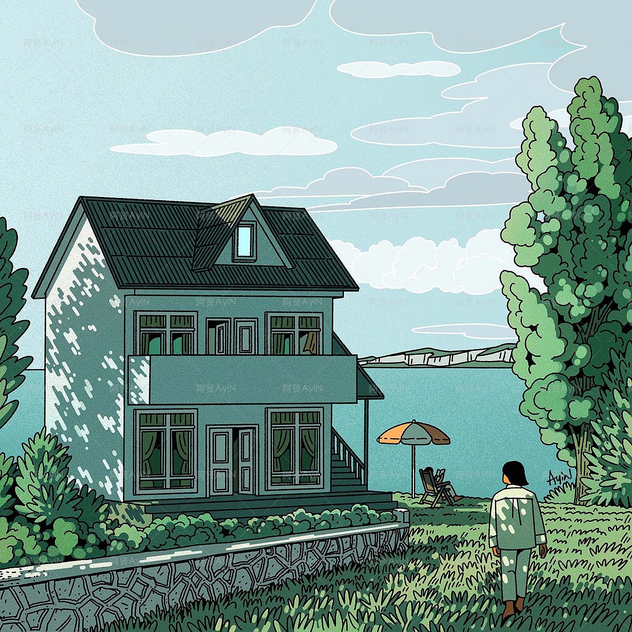 环湖记（图ZMzA2MjM2NzE2） - 艺术插画 - 站酷设计师阿贤ayin原创素材 - 站酷ZCOOL