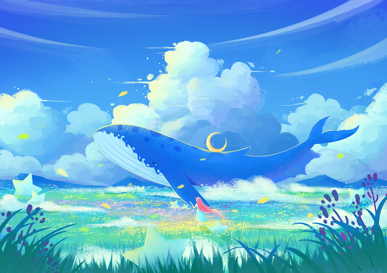 鲸缘|鲸翼（图ZMjk4NzM4NDMy） - 商业插画 - 站酷设计师首席懒神原创素材 - 站酷ZCOOL
