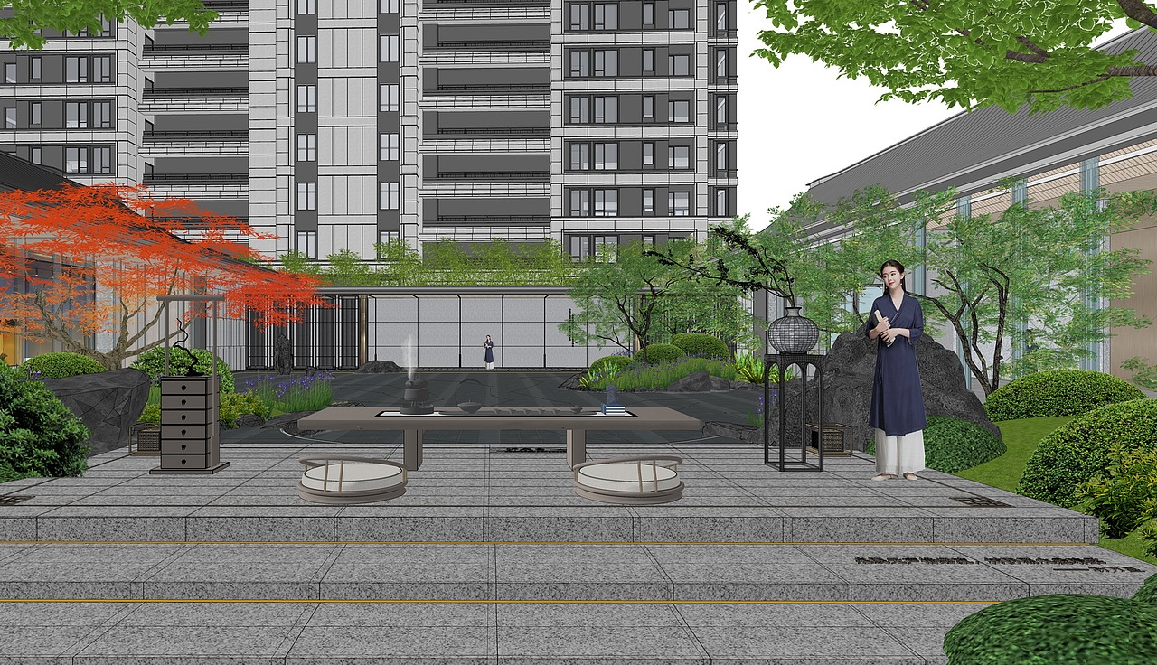 联发正荣臻华府示范区景观SU模型下载