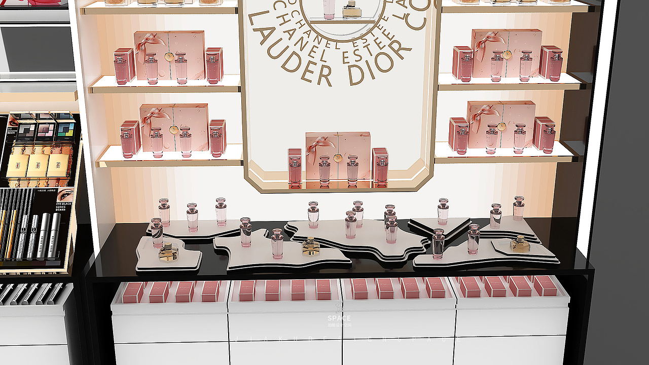 超细节设计的美妆进口品背柜