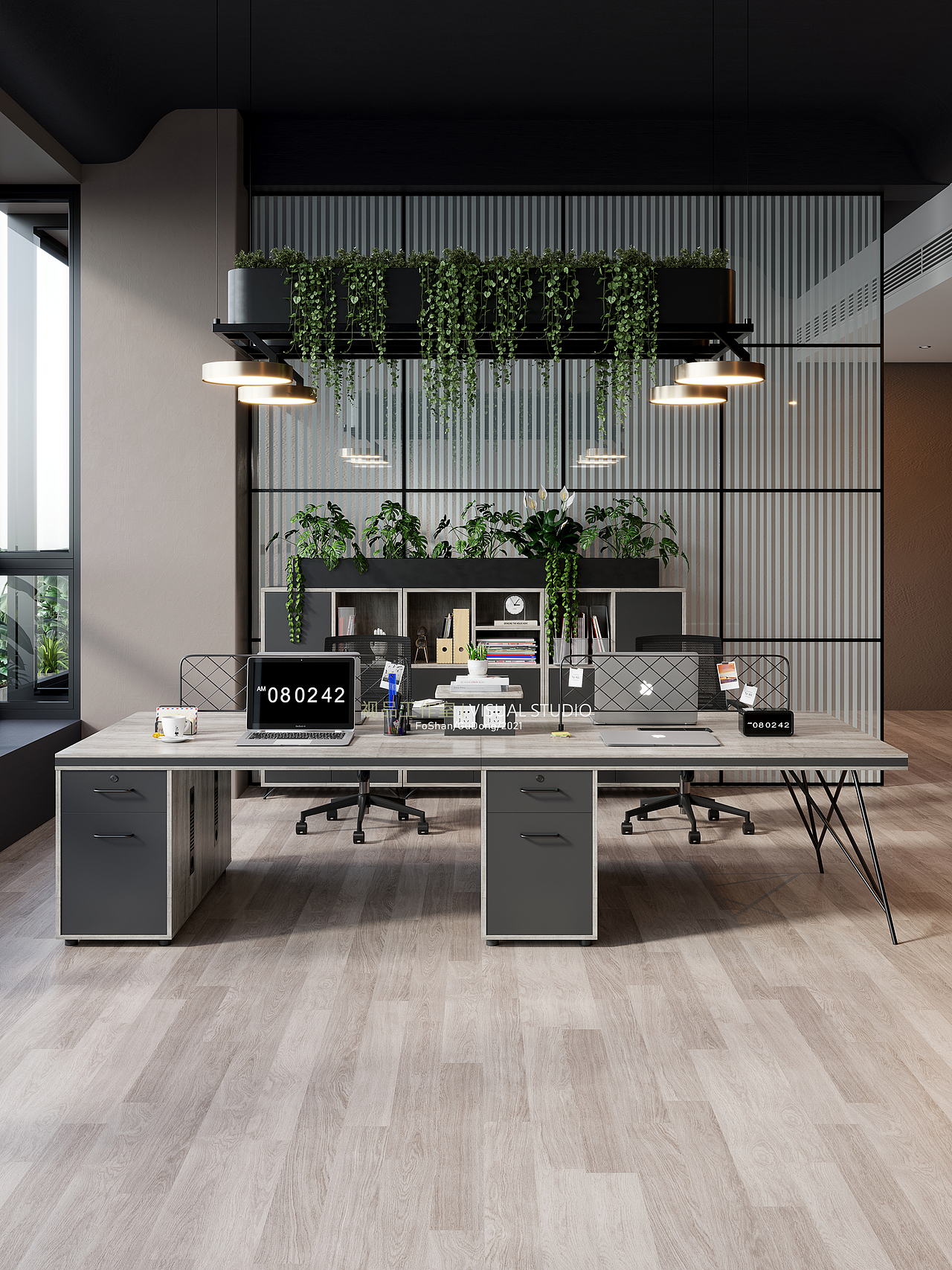 轻奢极简老板桌/职员桌效果整合