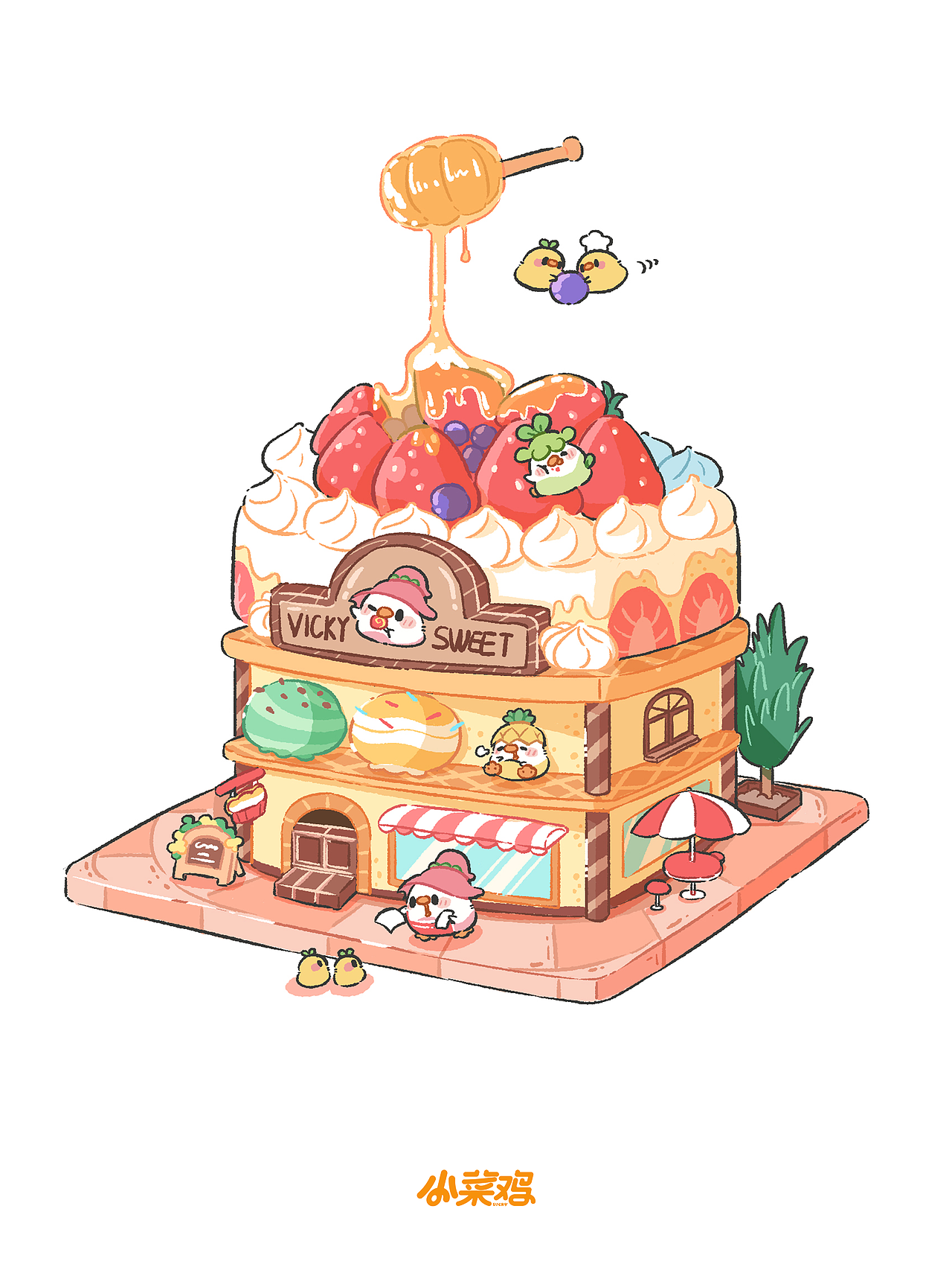 当卡通角色决定开一家小店铺 | 小菜鸡家族小房子系列（图ZMzE3Mzg1ODY0） - IP形象 - 站酷设计师波波森林boobo原创素材 - 站酷ZCOOL