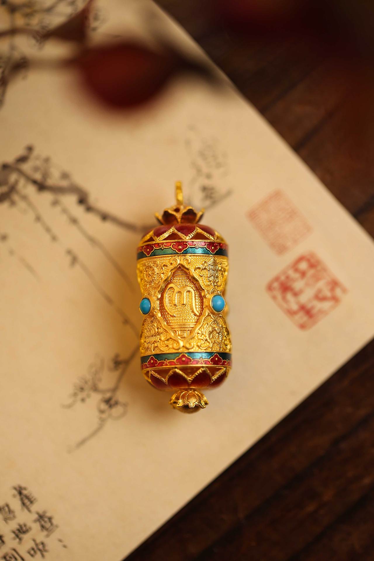 孟庆国师傅亲工佳作—【八宝六字转经轮】