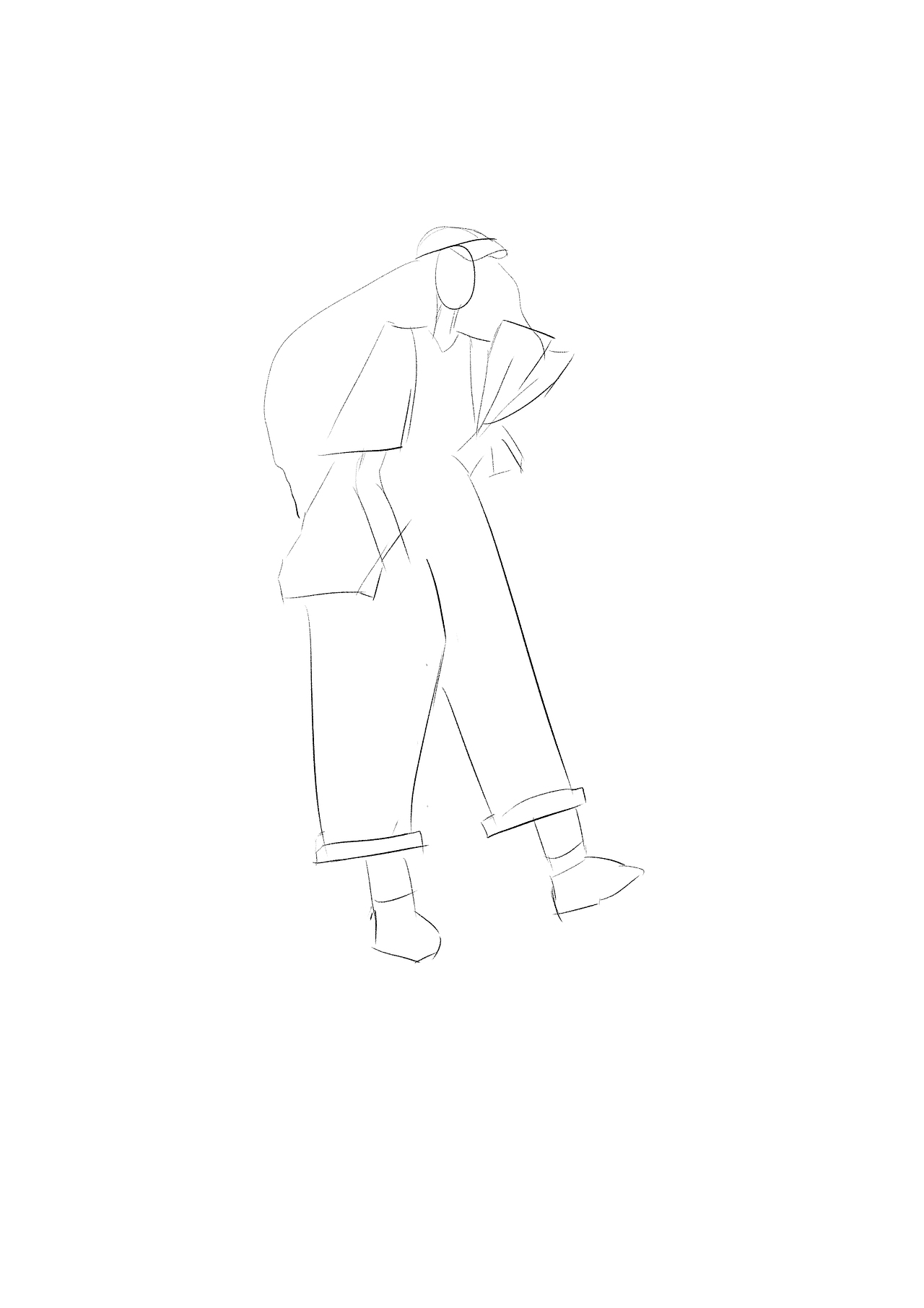 扁平插画线稿人物练习